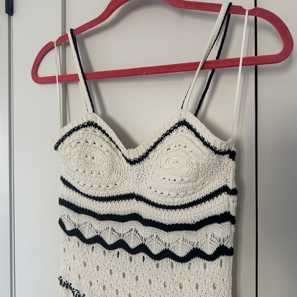 Zara Cream Crochet Maxi Dress with Black Accents - Picture 3 of 7